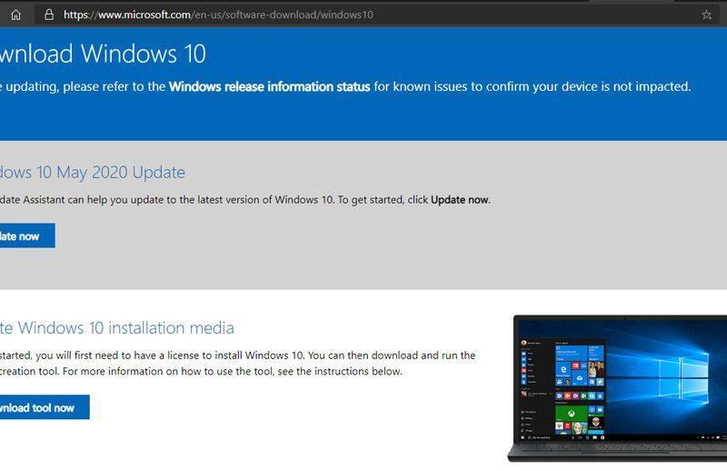 Tải file iso Windows 10 từ Microsoft trên trình duyệt máy tính