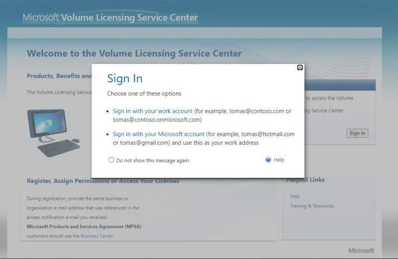 Tạo tài khoản quản lý Microsoft Volume License
